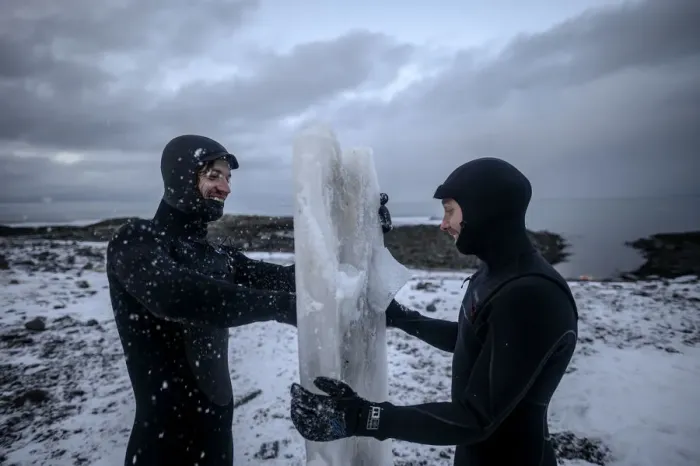 Framed Print : Surfing-Lofoten-Ice Board-Photo Essay