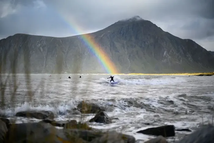 Framed Print : Surfing-Norway-Lofoten-Arctic Circle