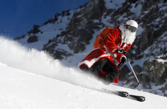 Framed Print : Switzerland-Santa-Offbeat-Ski