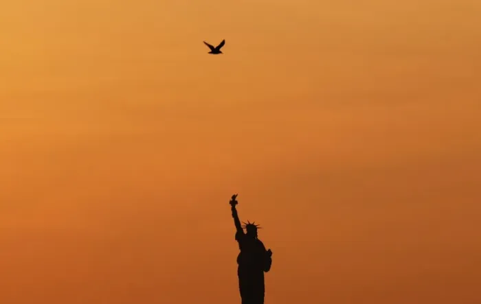 Framed Print : Us-Statue of Liberty-Sunset