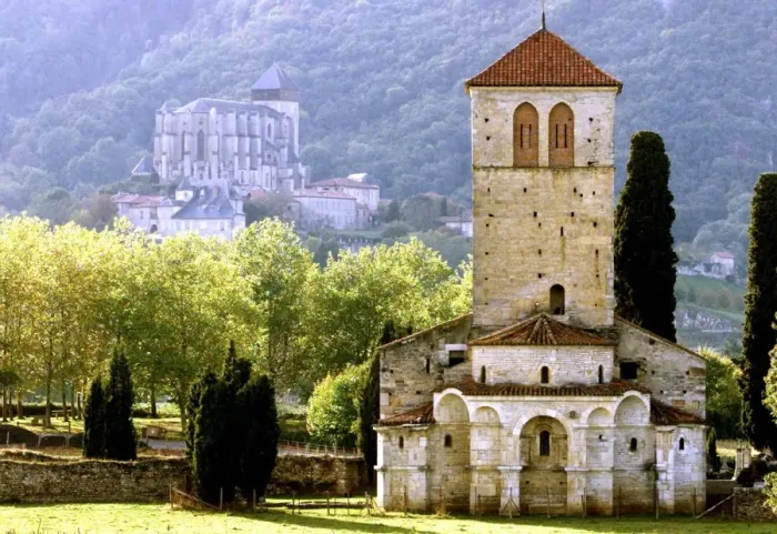 Framed Print : View of Basilica of Saint-Just de Valcabrere