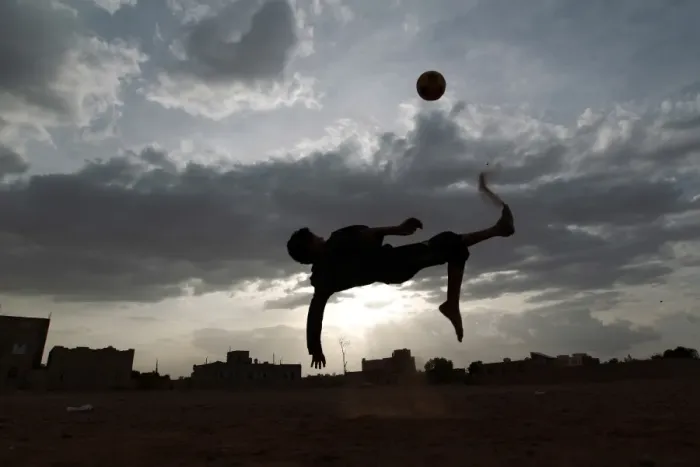 Framed Print : Yemeni Football Match Air Kick