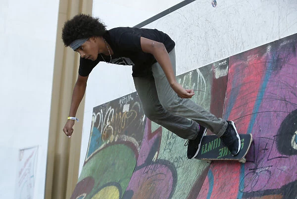 Youngsters participate in a skateboard festival on the Kennedy Centers Front