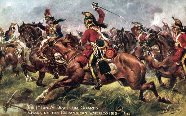 1st (King s) Dragoon Guards, Battle of Waterloo, 18 June 1815 (colour litho)
