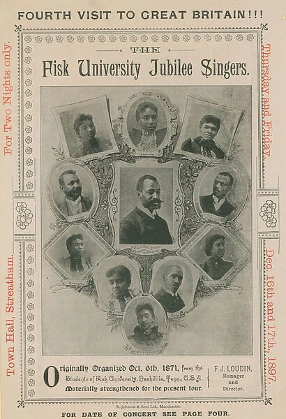 Advert for an appearance of The Fisk University Jubilee Singers (photo)