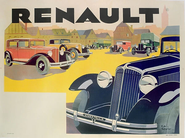 Advertisement for Renault motor cars, c. 1920 (colour litho)