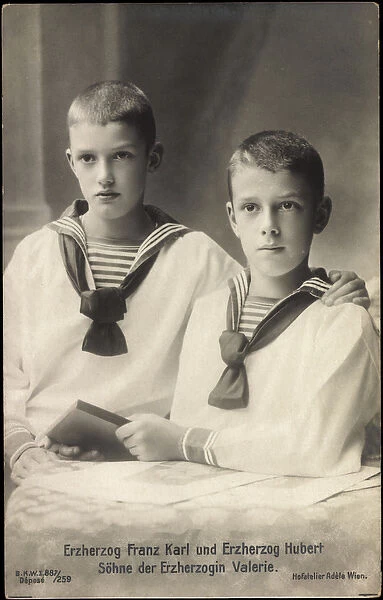 Ak children of Archduchess Valerie, Archduke Franz Carl and Hubert of Austria (b  /  w photo)