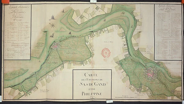 Area around Sas van Gent and Philippine, Netherlands, 1747 (pen, ink & w  /  c on paper)
