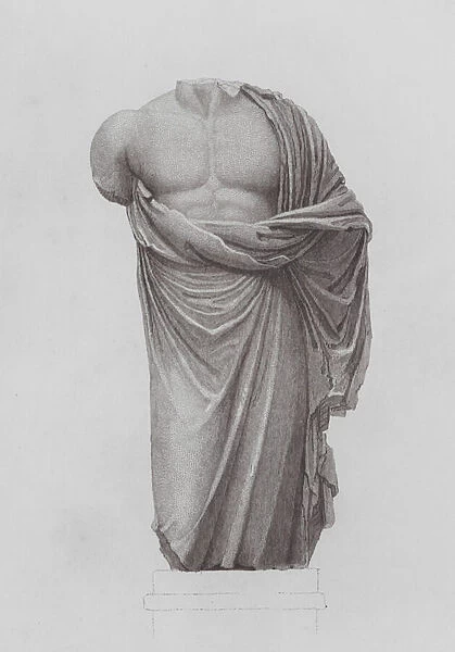 Asclepius, ancient Greek marble sculpture (engraving)