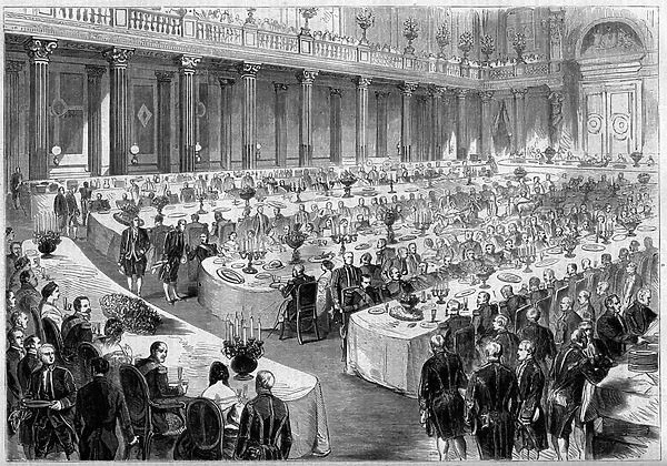 Banquet organized on 14 August 1859 by Napoleon III in the State Hall of the Denon