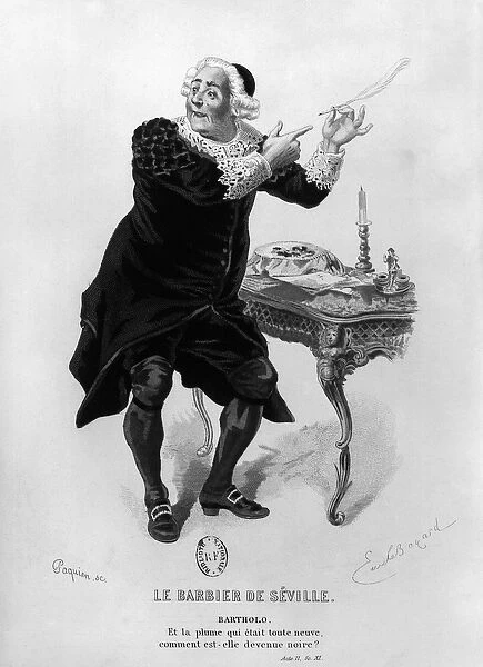 Bartholo, illustration from Act II Scene 11 of The Barber of Seville by