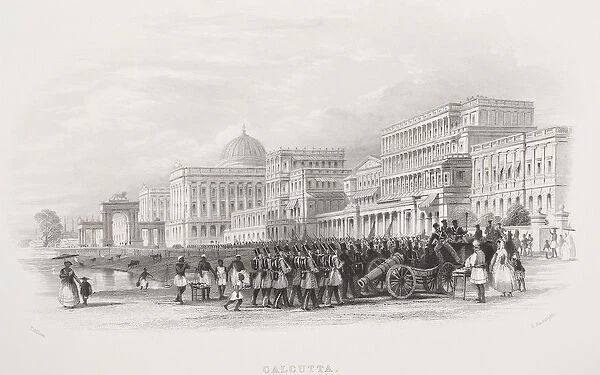 Calcutta, the Esplanade, engraved by E. Radclyffe, from Gallery of Historical Portraits