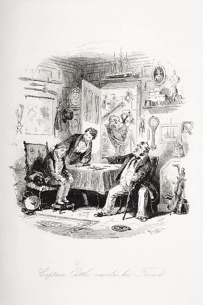 Captain Cuttle consoles his friend, illustration from Dombey and Son by Charles Dickens