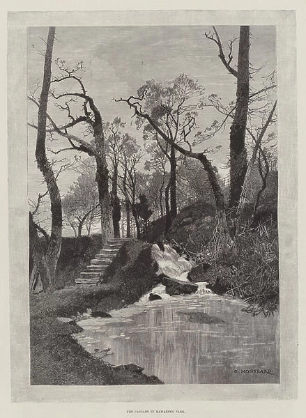 The Cascade in Hawarden Park (engraving)