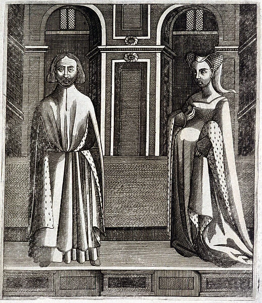 The Count of Poitiers and Toulouse Alphonse (1220-1271) and his wife Jeanne