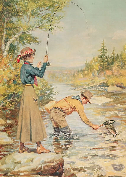 Couple Fishing on a River