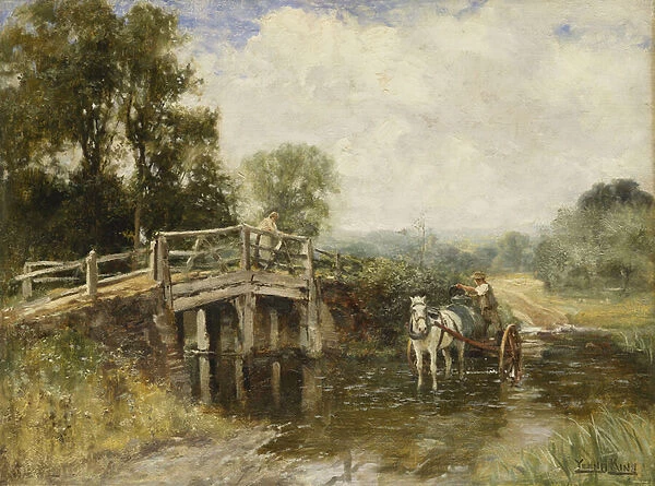 At the Crossing, (oil on canvas)