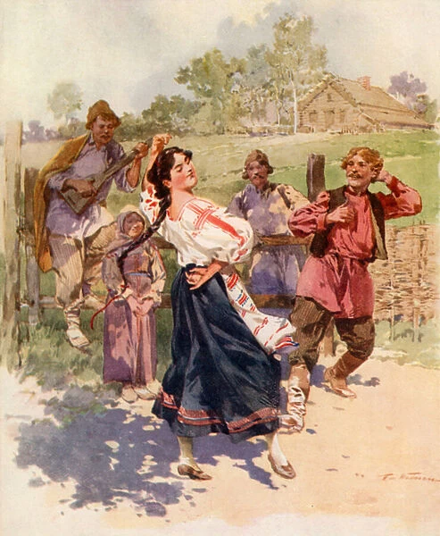 A Dance in Little Russia (colour litho)