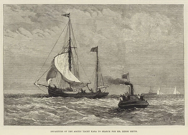Departure of the Arctic Yacht Kara to Search for Mr Leigh Smith (engraving)