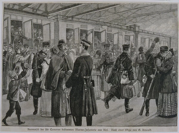 The Deployment of Kiels Royal Marines to Cameroon (engraving)