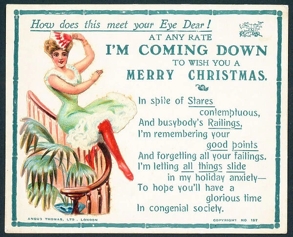 How Does this meet your Eye Dear! - Victorian Christmas card (chromolitho)