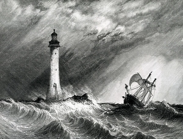 Eddystone Lighthouse, print made by W. B. Cooke, 1836 (engraving)