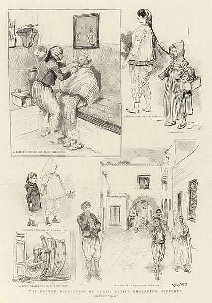 The French Occupation of Tunis, Native Character Sketches (litho)