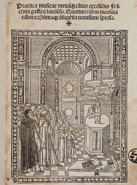 Frontispiece of treatise 'Practica musicae'by Franchini (Franchino) Gaffurio (Franchinus Gaffurius) (1451-1522)