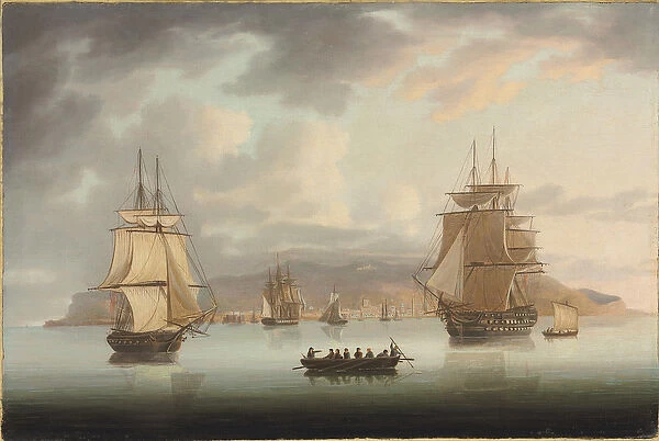 Funchal Roadstead, H. M. S. Blenheim with Greyhound and Harrier Outward Bound