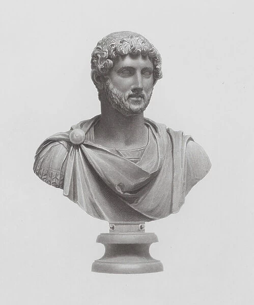 Hadrian, ancient Roman marble sculpture (engraving)