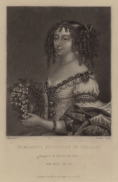Henrietta, Duchess of Orleans, daughter of King Charles I (mezzotint)