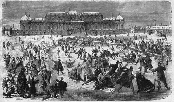 Ice skating on Belvedere Square in Vienna in 1864