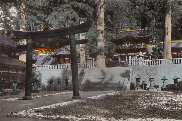 Japan, c. 1912: Mausoleum and its ground for the first Shogun, Iyeyasu of Tokugawa dynasty, nearly 300 years old Nikko (photo)