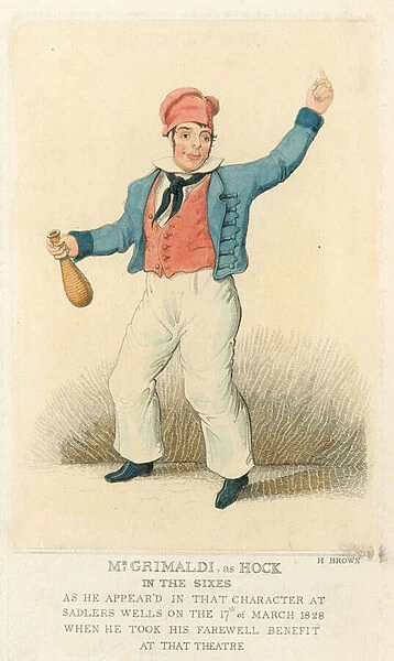 Joseph Grimaldi as Hock (coloured engraving)