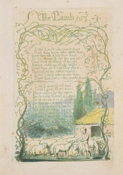 The Lamb, plate 17 from Songs of Innocence, 1789 (hand-coloured