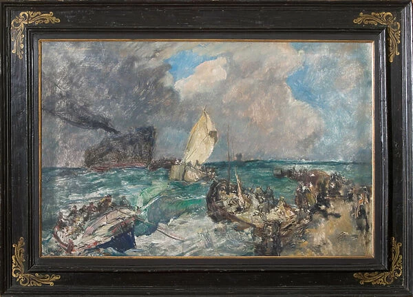 Landing of the Serbian Army (oil on plywood)