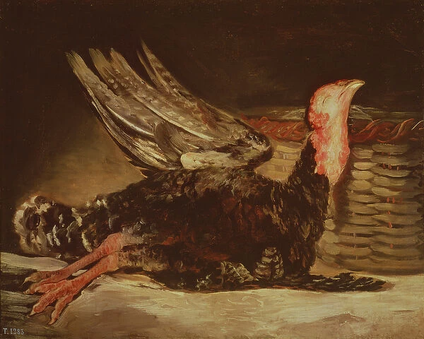 Still Life of a dead turkey and a wicker basket, 1806 (oil on canvas)