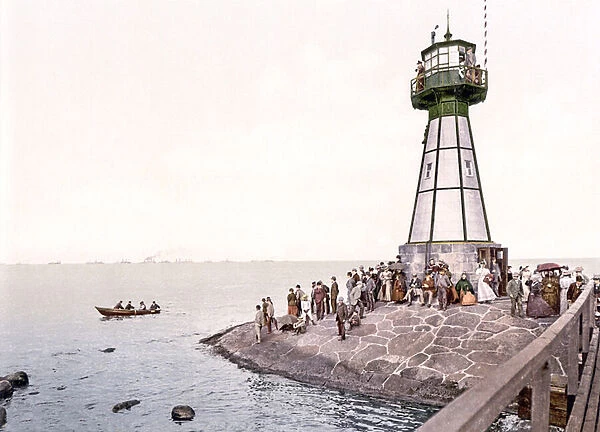 The Lighthouse at Neufahrwasser, c. 1900 (chromolitho)