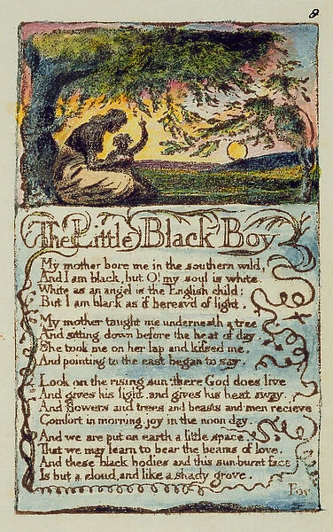 The Little Black Boy, plate 8 (Bentley 9) from Songs of Innocence