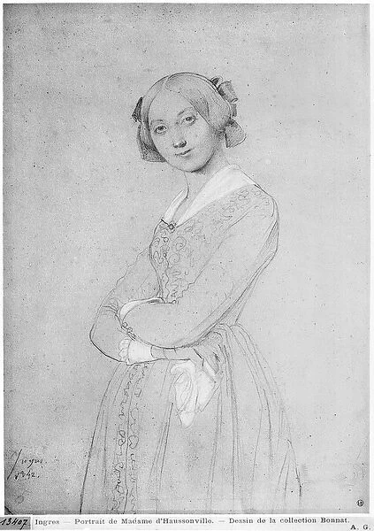 Louise de Broglie, Countess of Haussonville, 1842 (graphite & white highlights on paper)
