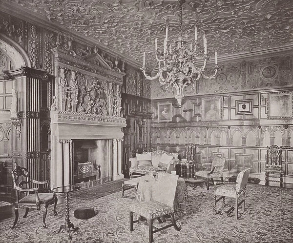 Lyme Park, Cheshire, the Drawing Room (b  /  w photo)