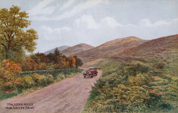 Malvern Hills, from Jubilee Drive (colour litho)