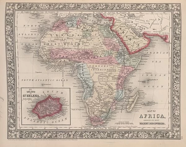 Map of Africa showing its most recent discoveries with the Island of St