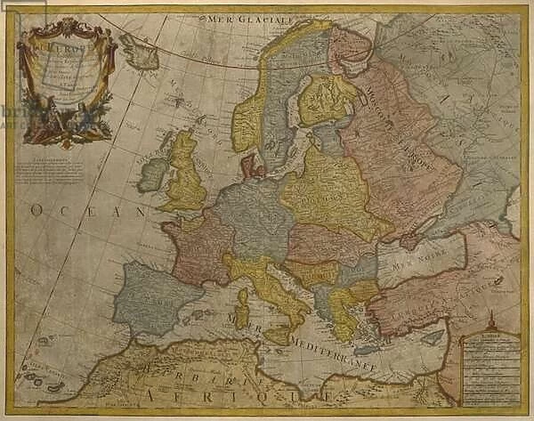 Map of Europe, published in 1700, Paris (colour engraving)