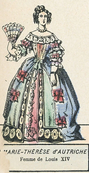 Marie-Therese d Autriche, Femme de Louis XIV (coloured engraving)