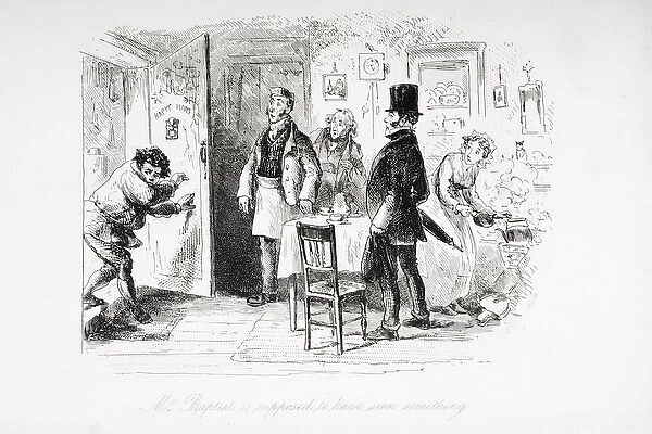 Mr. Baptist is supposed to have seen something, illustration from Little Dorrit