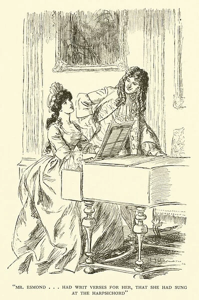 Mr Esmond... had Writ Verses for her, that she had Sung at the Harpsichord (engraving)