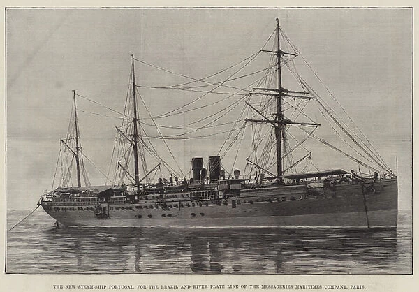 The New Steam-Ship Portugal, for the Brazil and River Plate Line of the Messageries Maritimes Company, Paris (engraving)