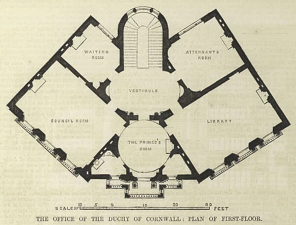 The Office of the Duchy of Cornwall, Plan of First-Floor (engraving)