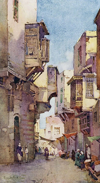 An Old Street in Cairo (colour litho)